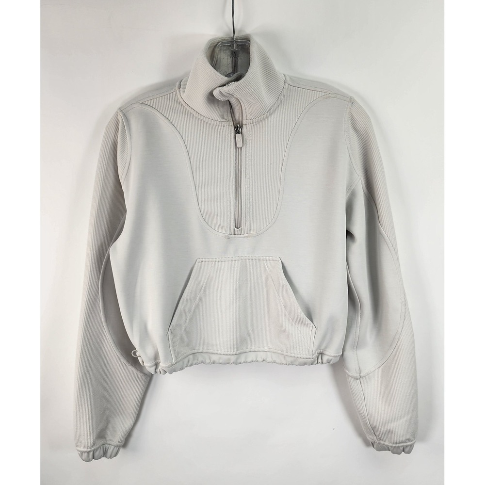 Lululemon Pullover Women's 0 Bone Brushed Softstreme Ribbed Half Zip Cropped